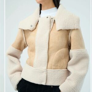 Marrakech Trisha Bonded Distressed Suede Sherpa Jacket | XS